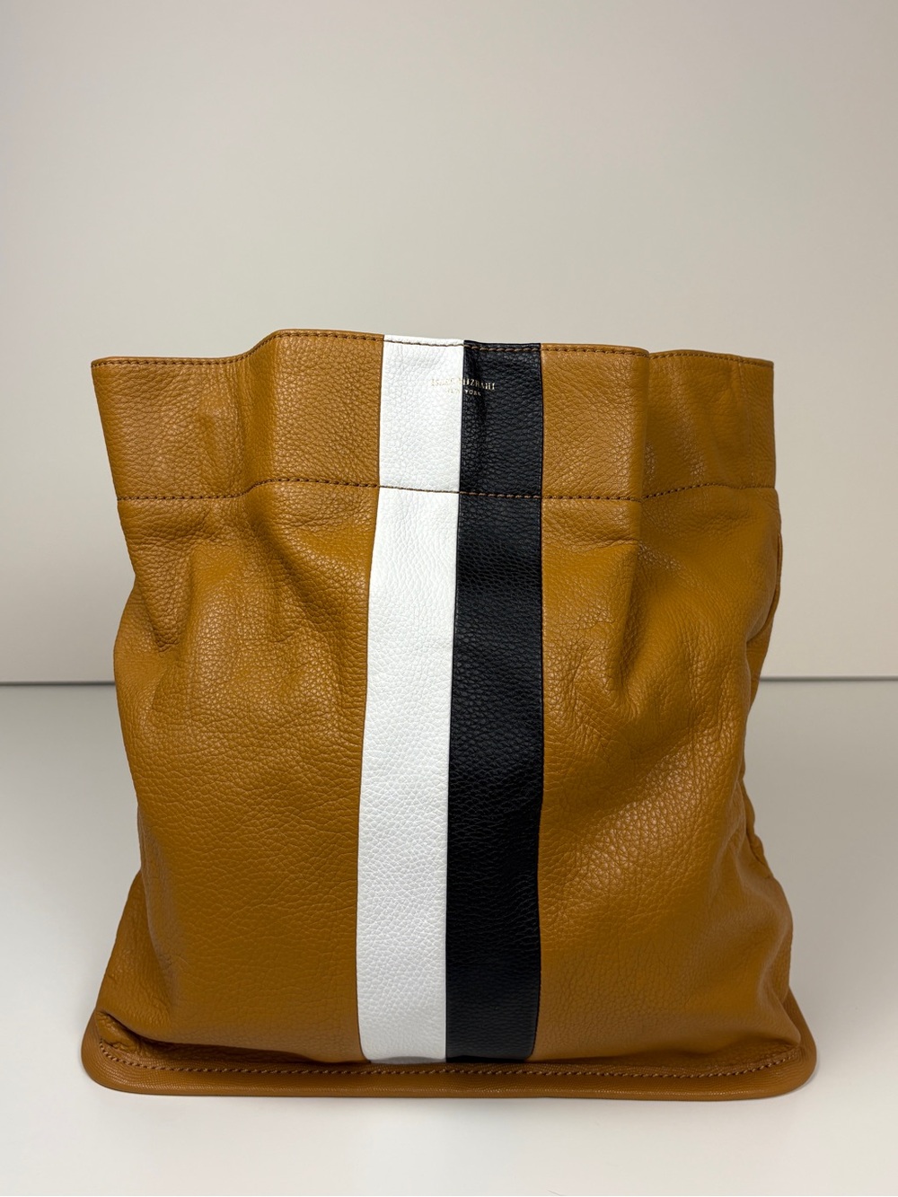 Isaac Mizrahi New York Mustard Pebbled Drawstring Backpack